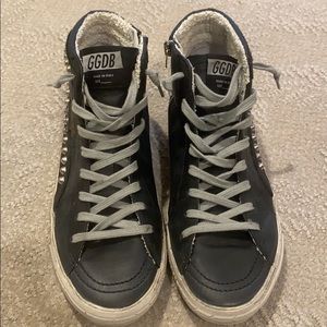 Golden goose black leather sneakers with studs